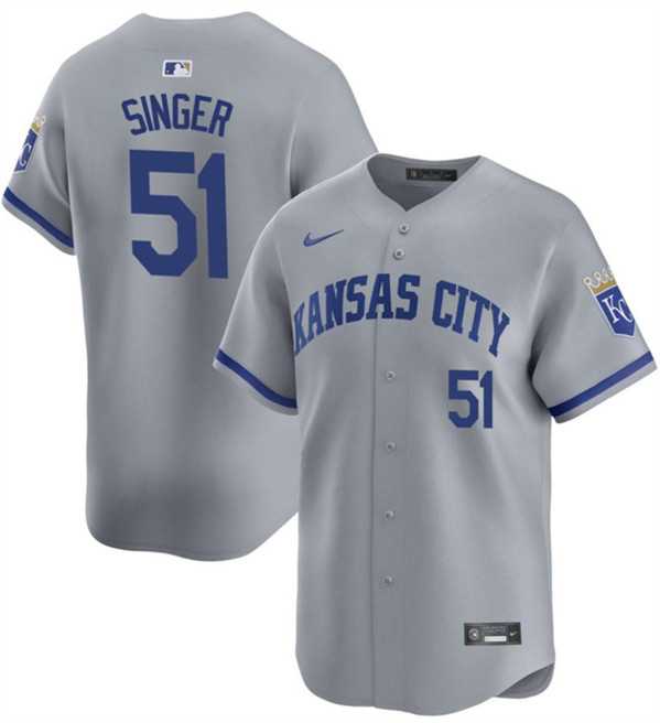 Mens Kansas City Royals #51 Brady Singer Gray Away Stitched Baseball Jersey Dzhi->kansas city royals->MLB Jersey
